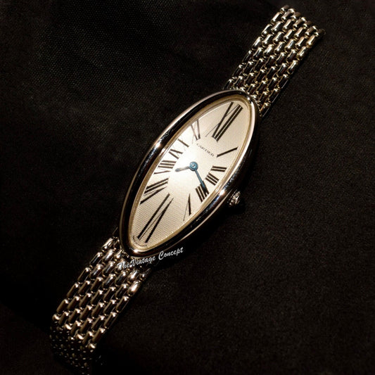 Cartier 18K White Gold Baignoire Allongée “Maxi Oval” 2514 w/ Original 18K WG Bracelet  (SOLD)