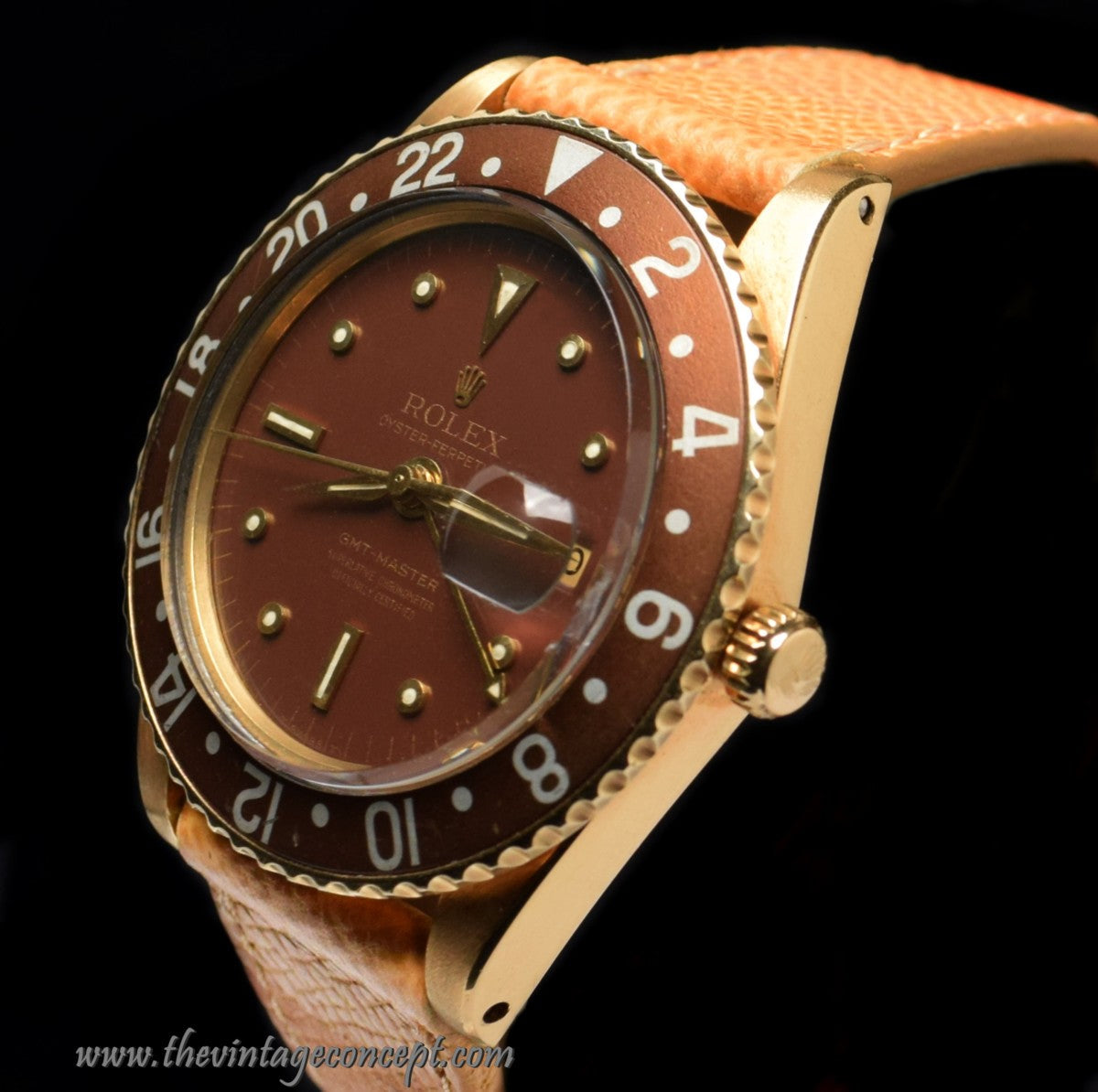 Rolex GMT-Master 18K YG Brown Nipple Dial No Guard 1675 (SOLD)