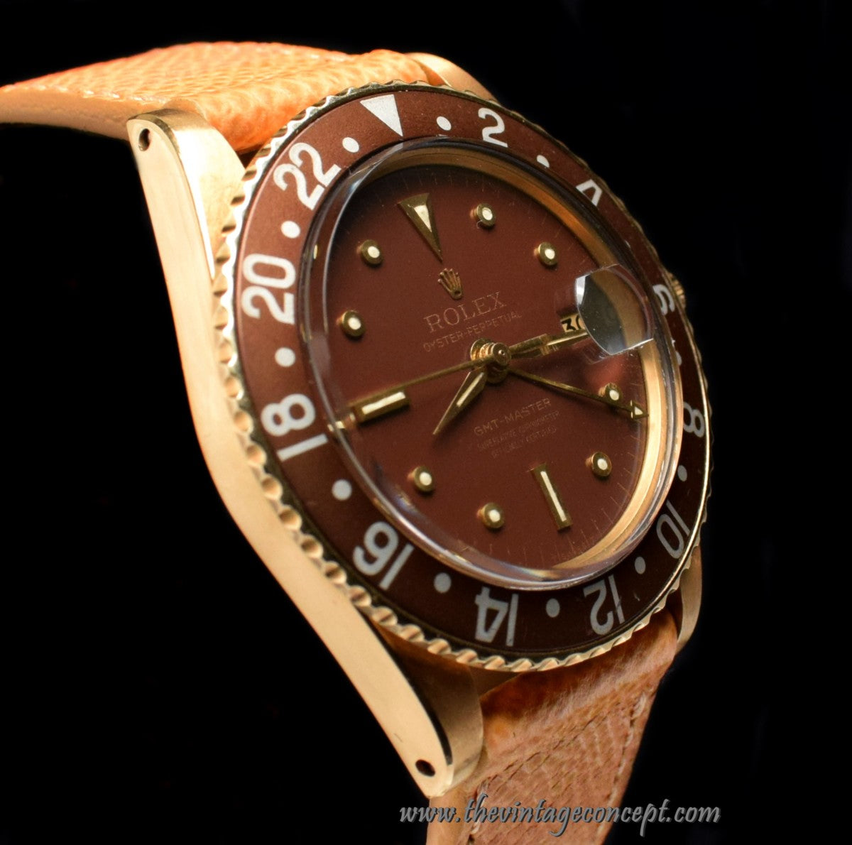 Rolex GMT-Master 18K YG Brown Nipple Dial No Guard 1675 (SOLD)