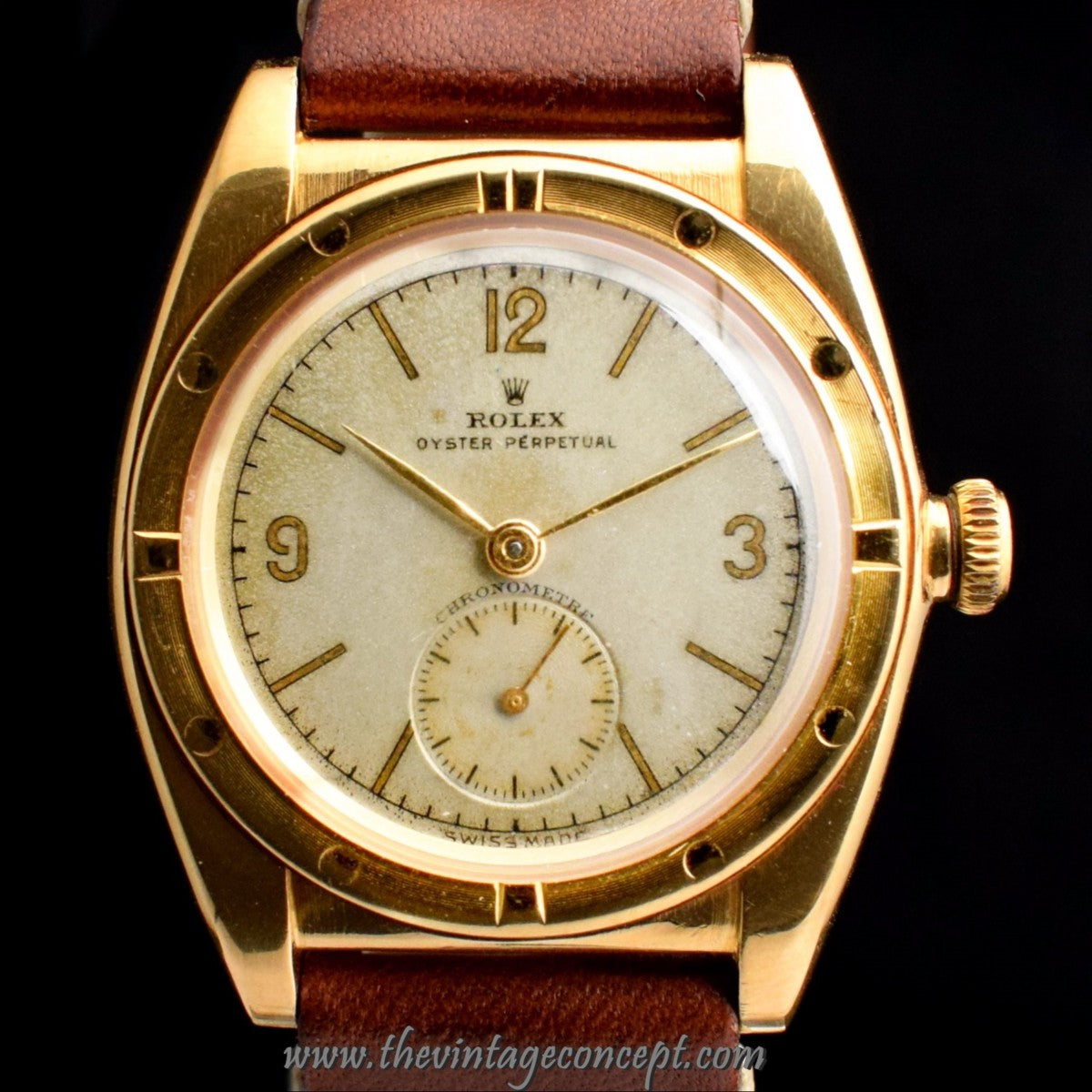 Rolex Bubbleback 18K YG 3,6,9 Sub Second Dial 3458 (SOLD)