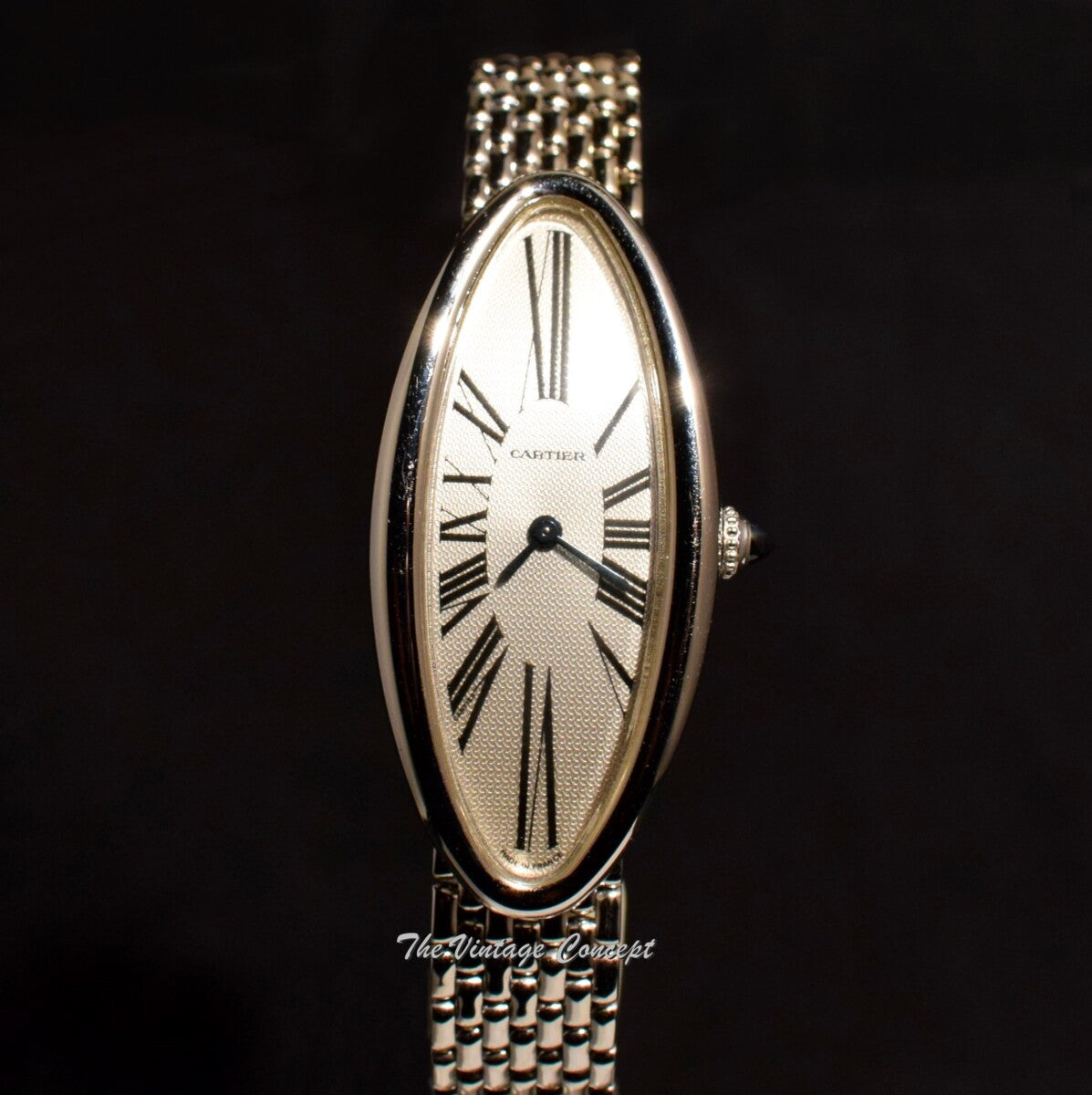 Cartier 18K White Gold Baignoire Allongée “Maxi Oval” 2514 w/ Original 18K WG Bracelet  (SOLD)