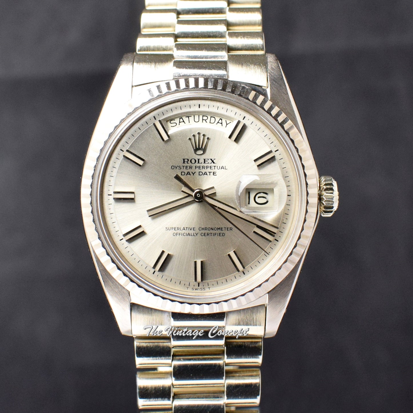 Rolex Day-Date 18K White Gold Silver Wideboy Dial 1803 (SOLD)