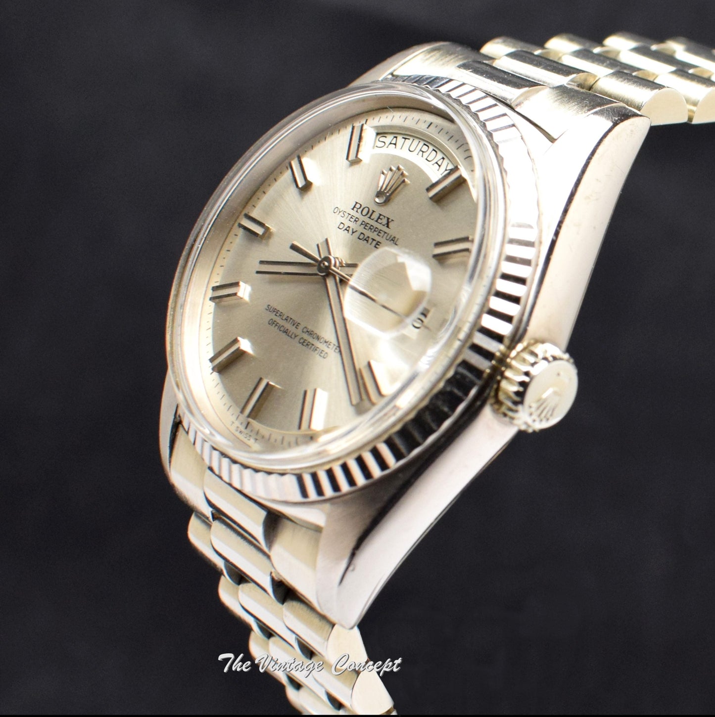 Rolex Day-Date 18K White Gold Silver Wideboy Dial 1803 (SOLD)