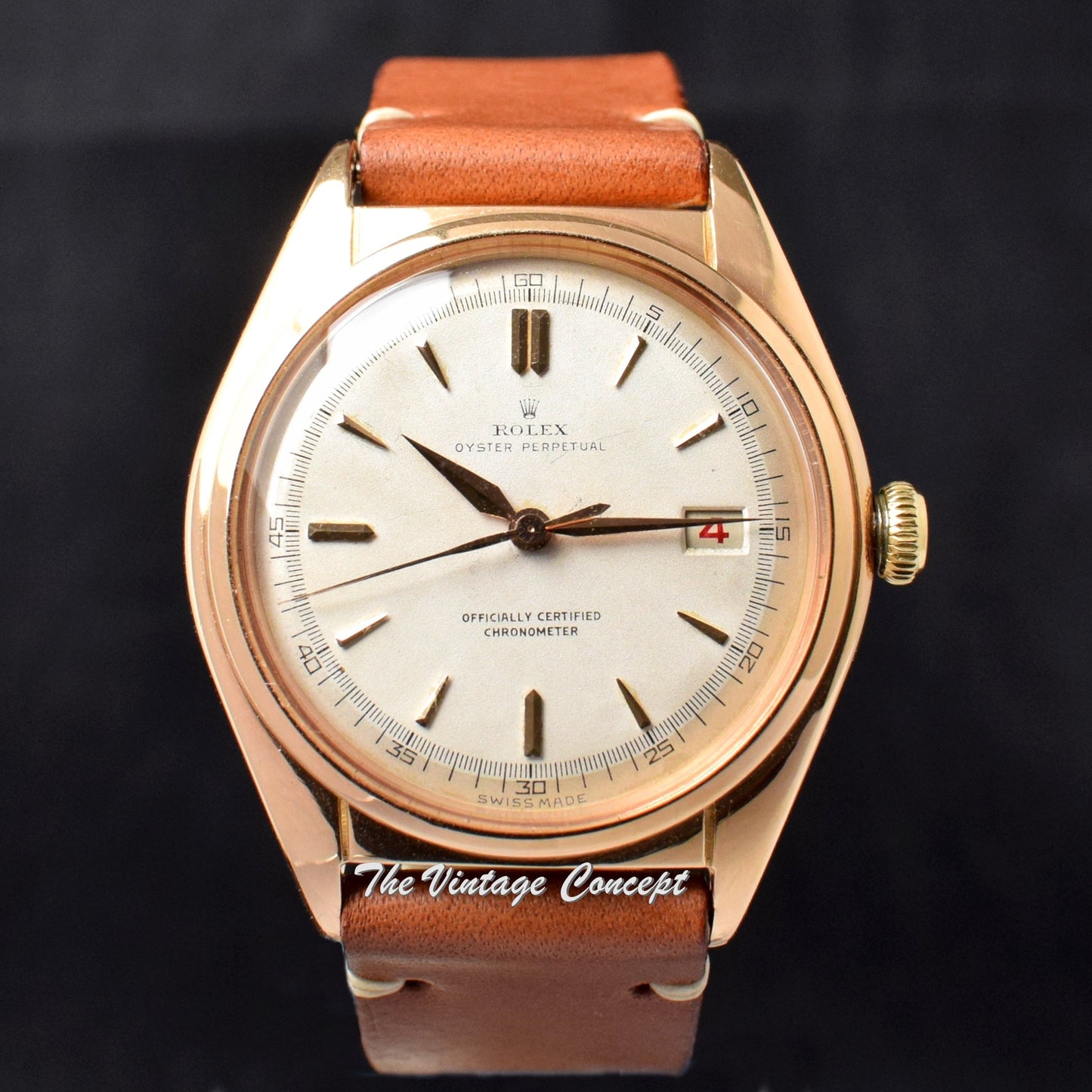 Rolex 18K Rose Gold Big Bubbleback White Creamy Dial 5030 (SOLD)