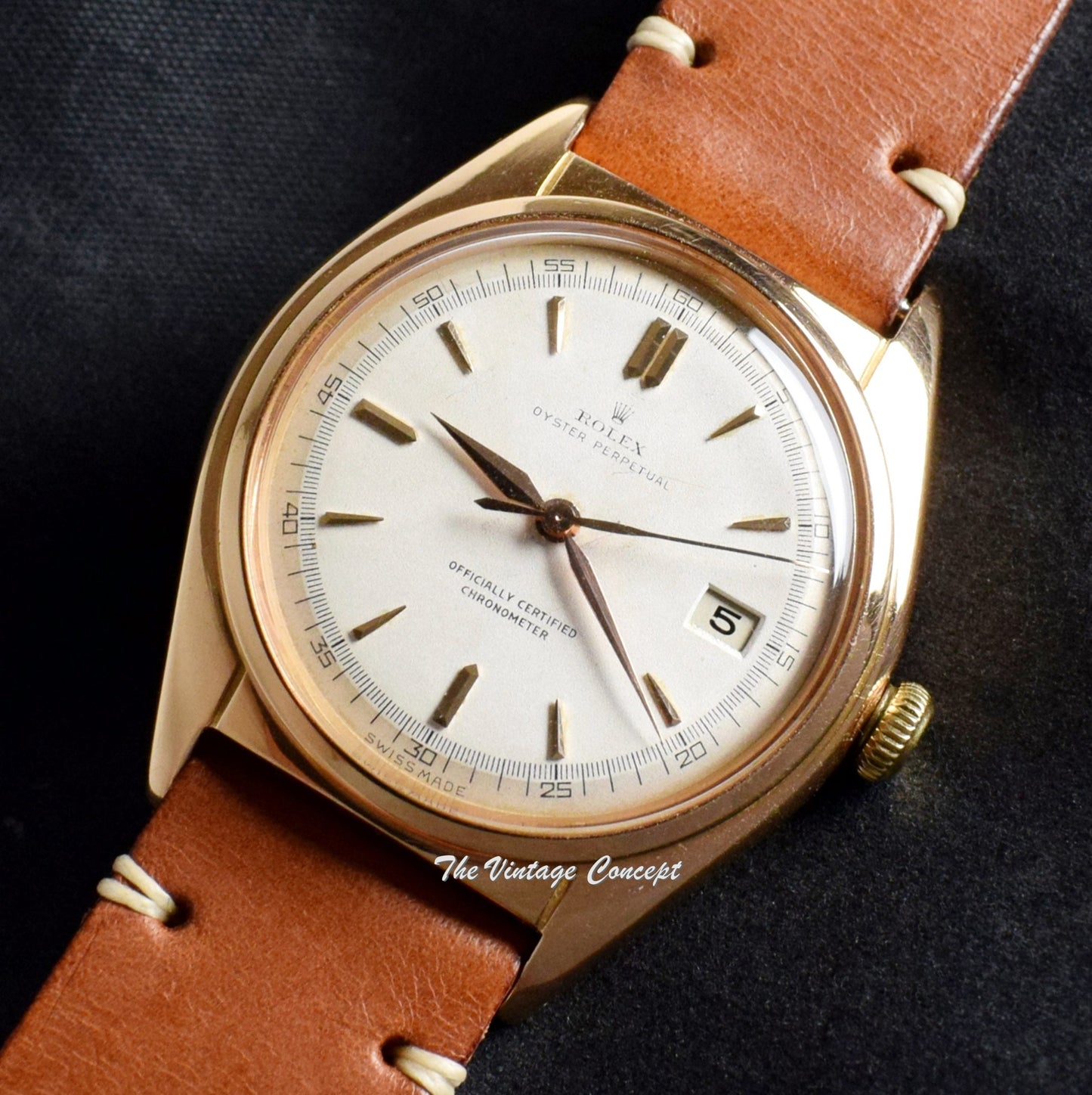 Rolex 18K Rose Gold Big Bubbleback White Creamy Dial 5030 (SOLD)