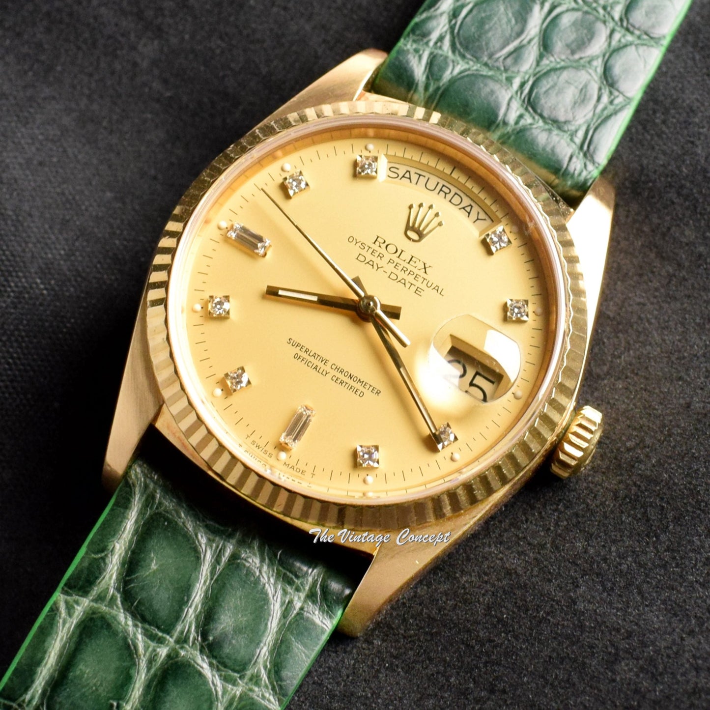 Rolex Day-Date 18K YG Champagne Dial w/ Diamond Indexes 18038 (SOLD)