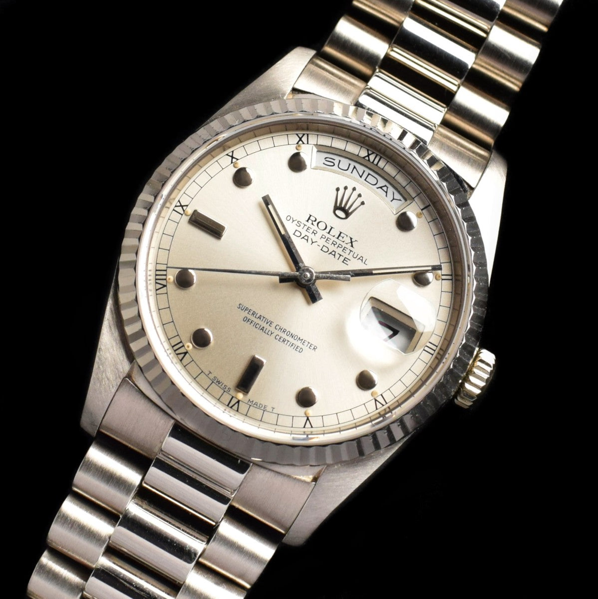 Rolex Day-Date 18K WG Silver Dial Pinball Index 18239 (SOLD)