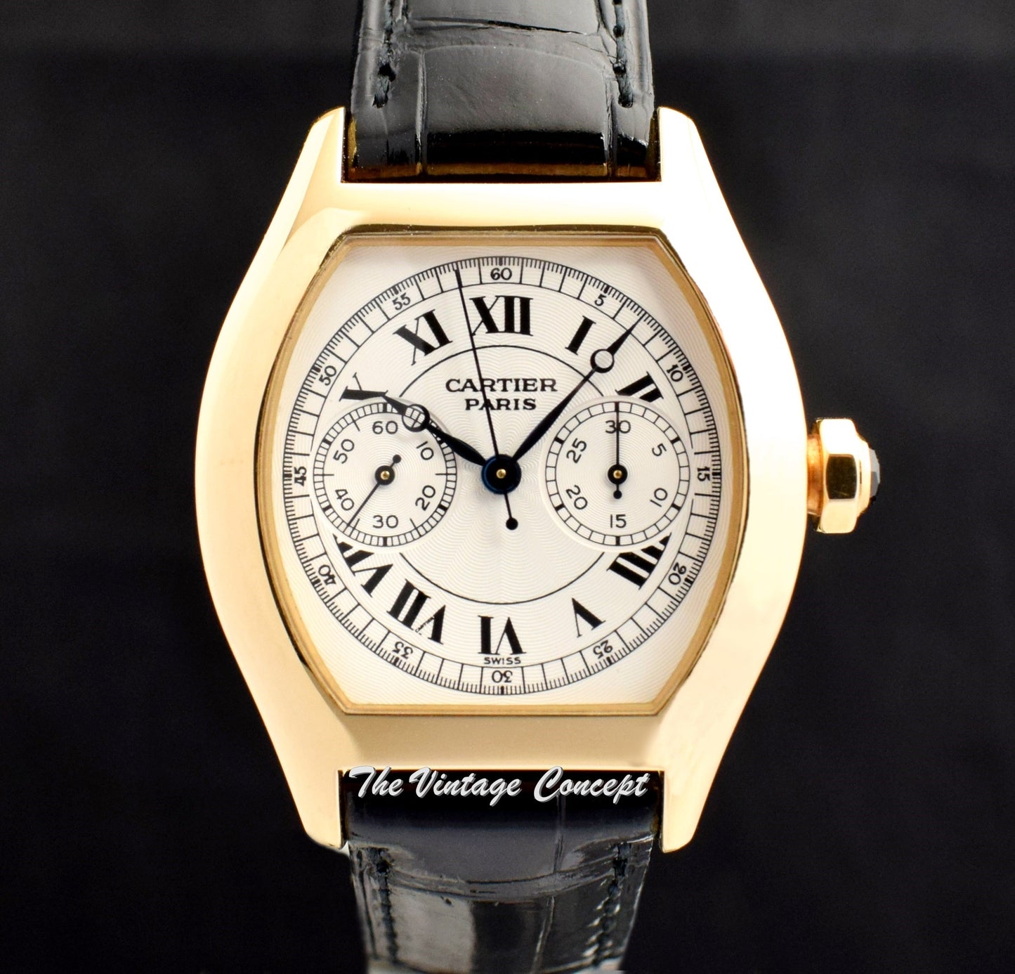 Cartier Yellow Gold CPCP Tortue Monopoussoir Chronograph 2356 (Full Set) (SOLD)