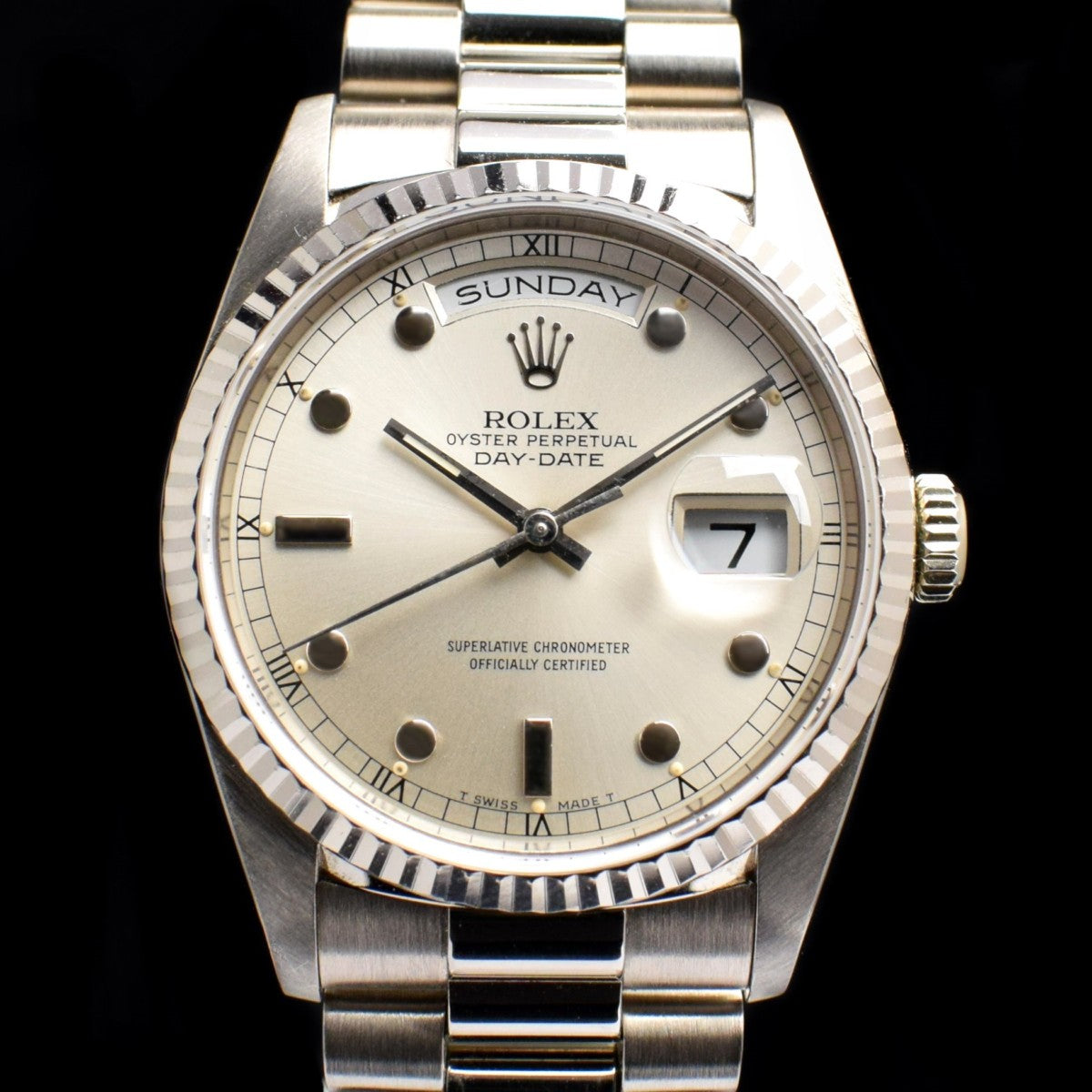 Rolex Day-Date 18K WG Silver Dial Pinball Index 18239 (SOLD)