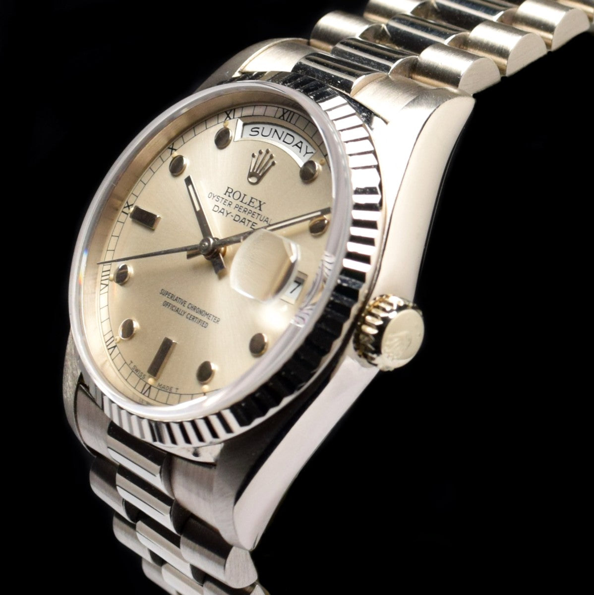 Rolex Day-Date 18K WG Silver Dial Pinball Index 18239 (SOLD)