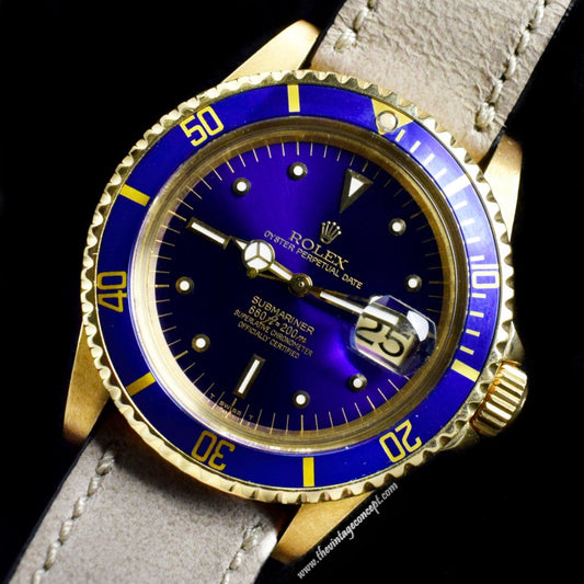 Rolex Submariner 18K Yellow Gold Blue Purple Nipple Dial 1680 (SOLD)