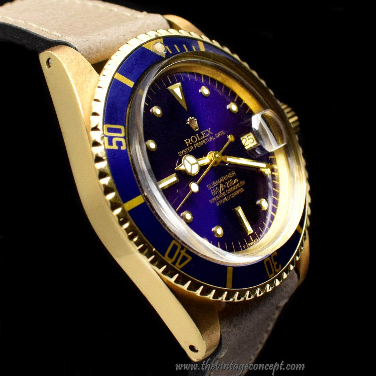 Rolex Submariner 18K Yellow Gold Blue Purple Nipple Dial 1680 (SOLD)