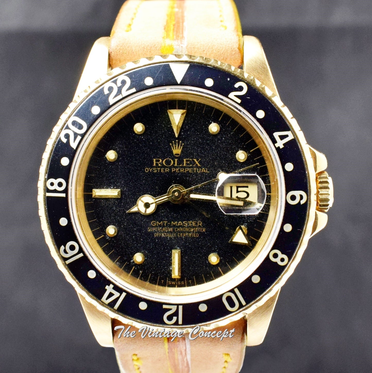 Rolex GMT-Master 18K YG Black Nipple Dial 16758  (SOLD)