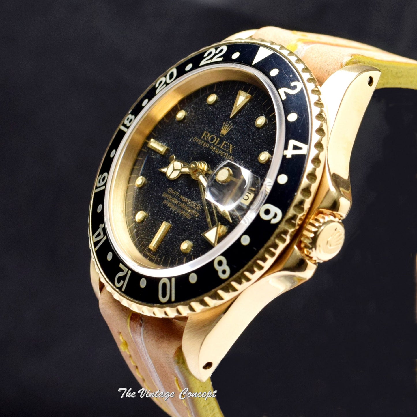 Rolex GMT-Master 18K YG Black Nipple Dial 16758  (SOLD)