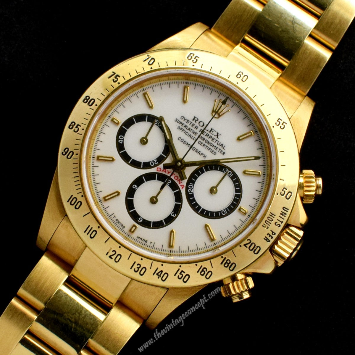 Rolex Daytona 18K YG Porcelain Dial 16528 w/ Service Paper (SOLD)