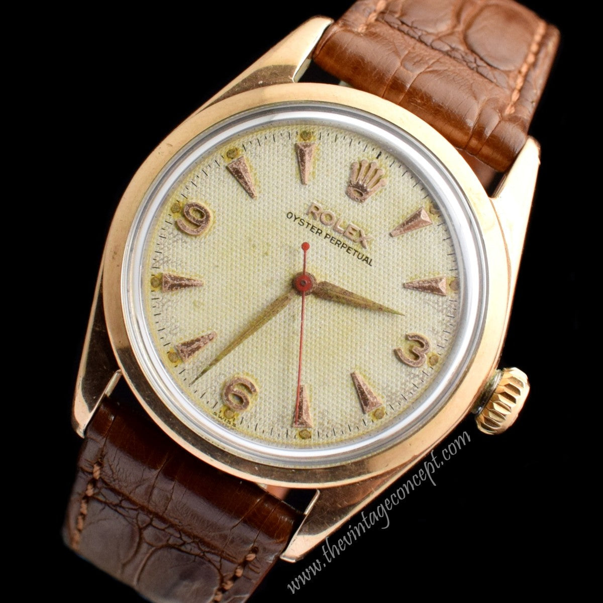 Rolex Pink Gold Cap Honeycomb Explorer Dial 6334 (SOLD)