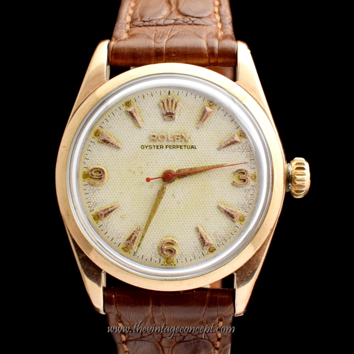 Rolex Pink Gold Cap Honeycomb Explorer Dial 6334 (SOLD)