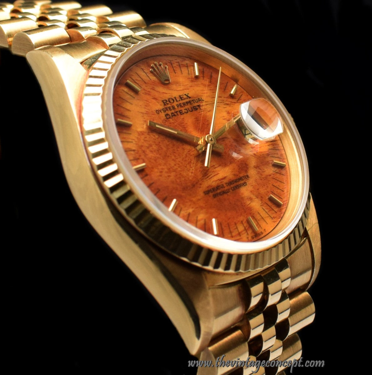 Rolex Datejust 18K YG Wood Pattern Dial 16238 (SOLD)