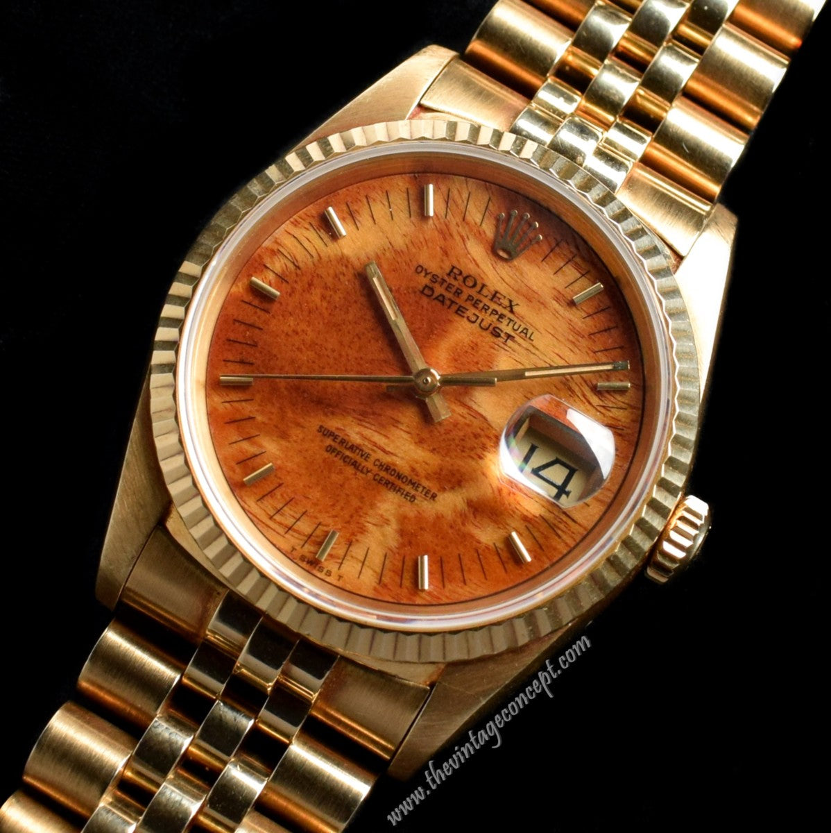 Rolex Datejust 18K YG Wood Pattern Dial 16238 (SOLD)