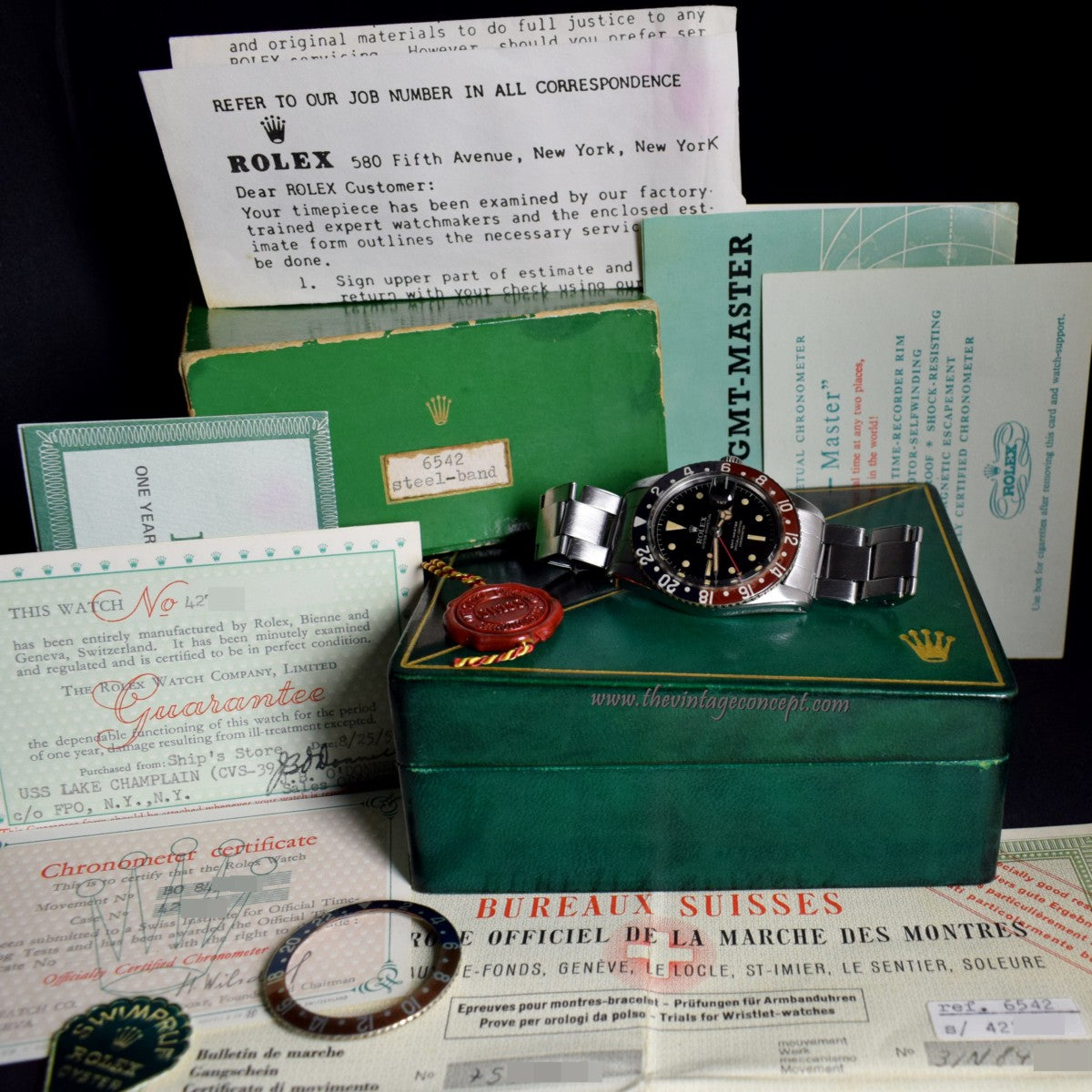 Rolex GMT Master Gilt Dial No Guard 6542 (Complete Full Set)   ( SOLD )