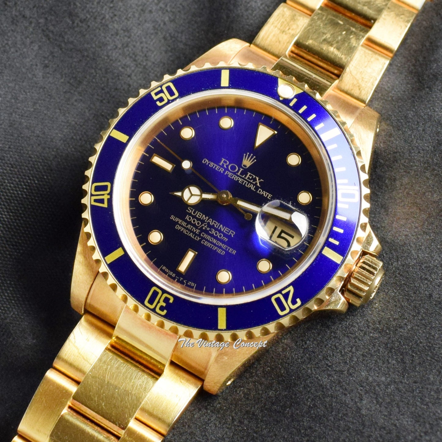 Rolex Submariner 18K YG Unpolished Case Blue Purple Dial 16618 (SOLD)