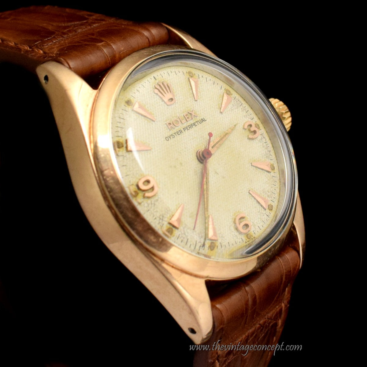 Rolex Pink Gold Cap Honeycomb Explorer Dial 6334 (SOLD)