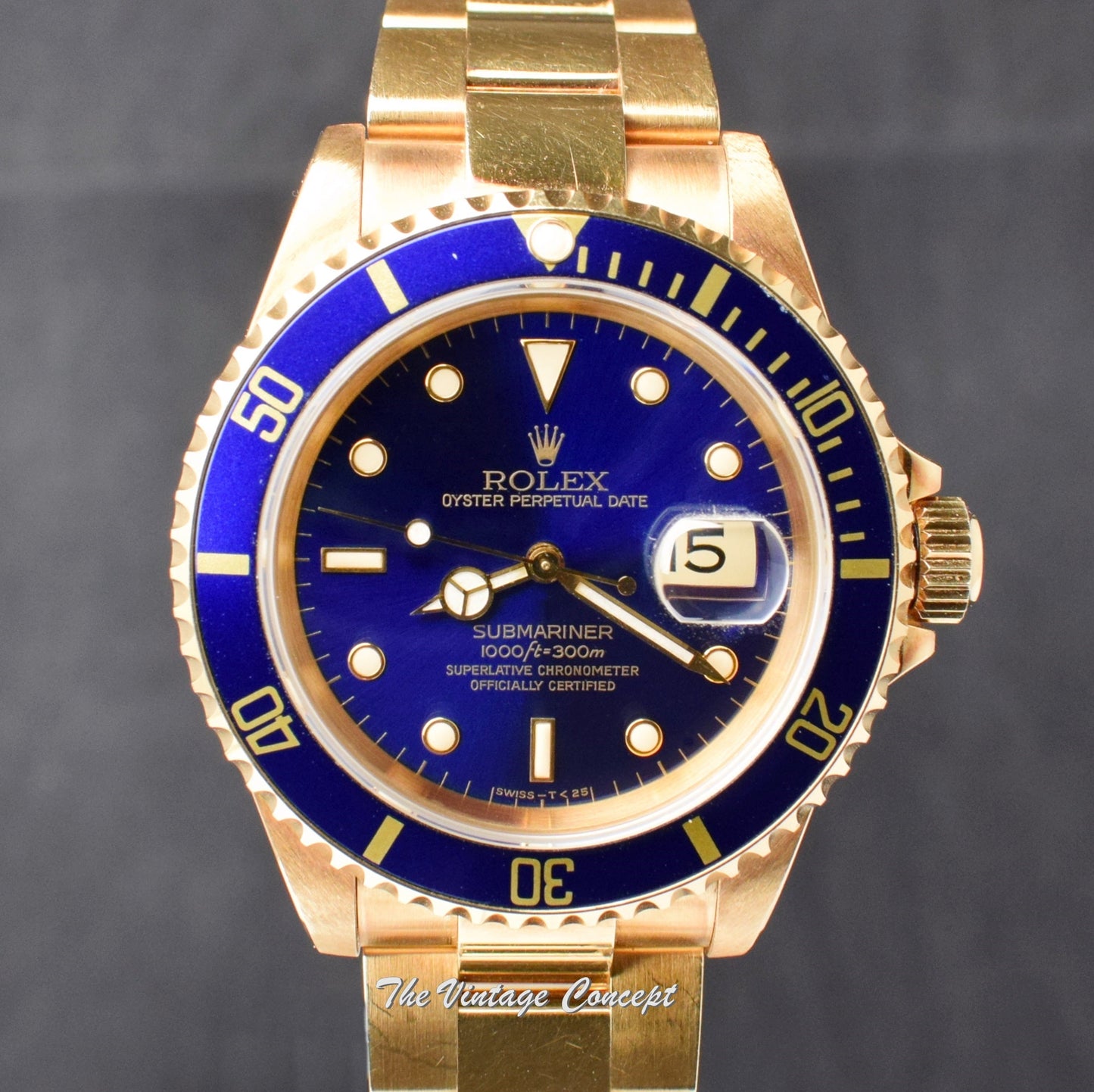 Rolex Submariner 18K YG Unpolished Case Blue Purple Dial 16618 (SOLD)