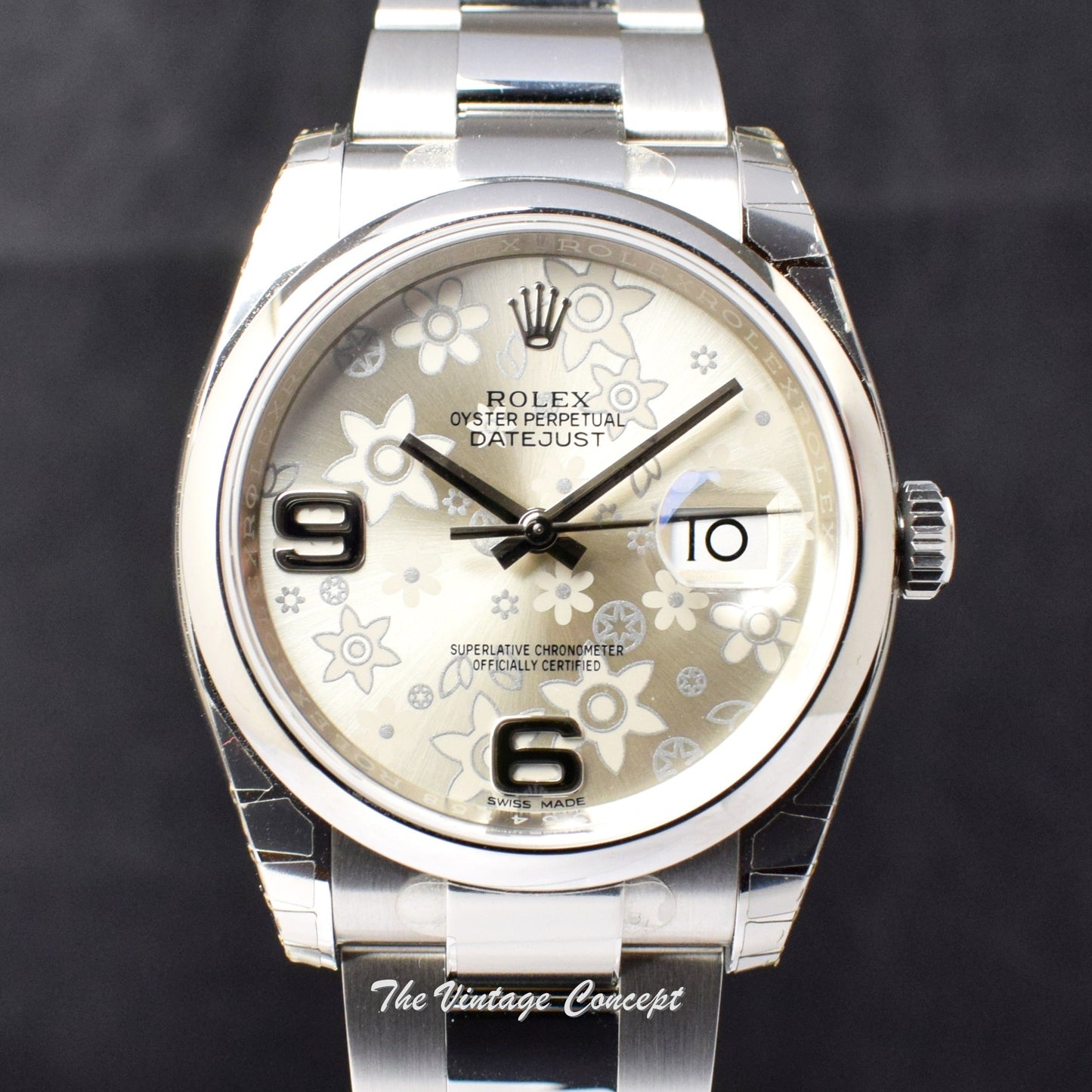 95% NEW Rolex Datejust Silver Flower Pattern Dial 116200 (Full Set) (SOLD)