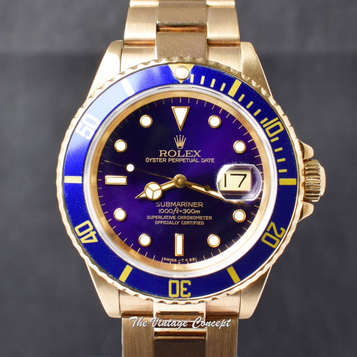 Rolex Submariner 18K Yellow Gold Purple Dial 16808 (SOLD)