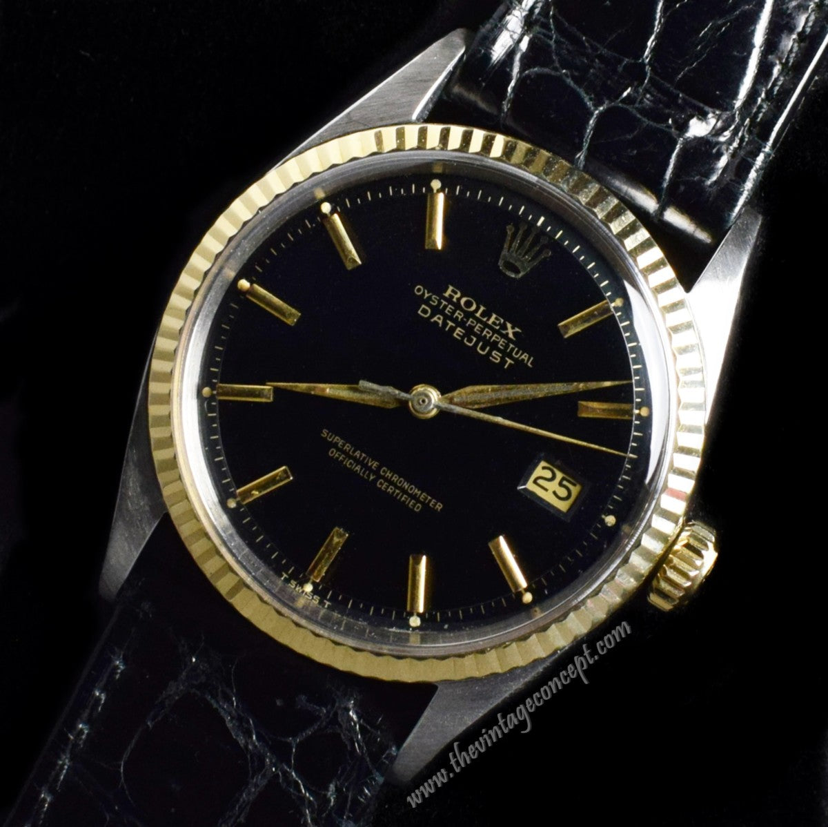 Rolex Datejust Two-Tones Black Gilt Dial 1601  (SOLD)