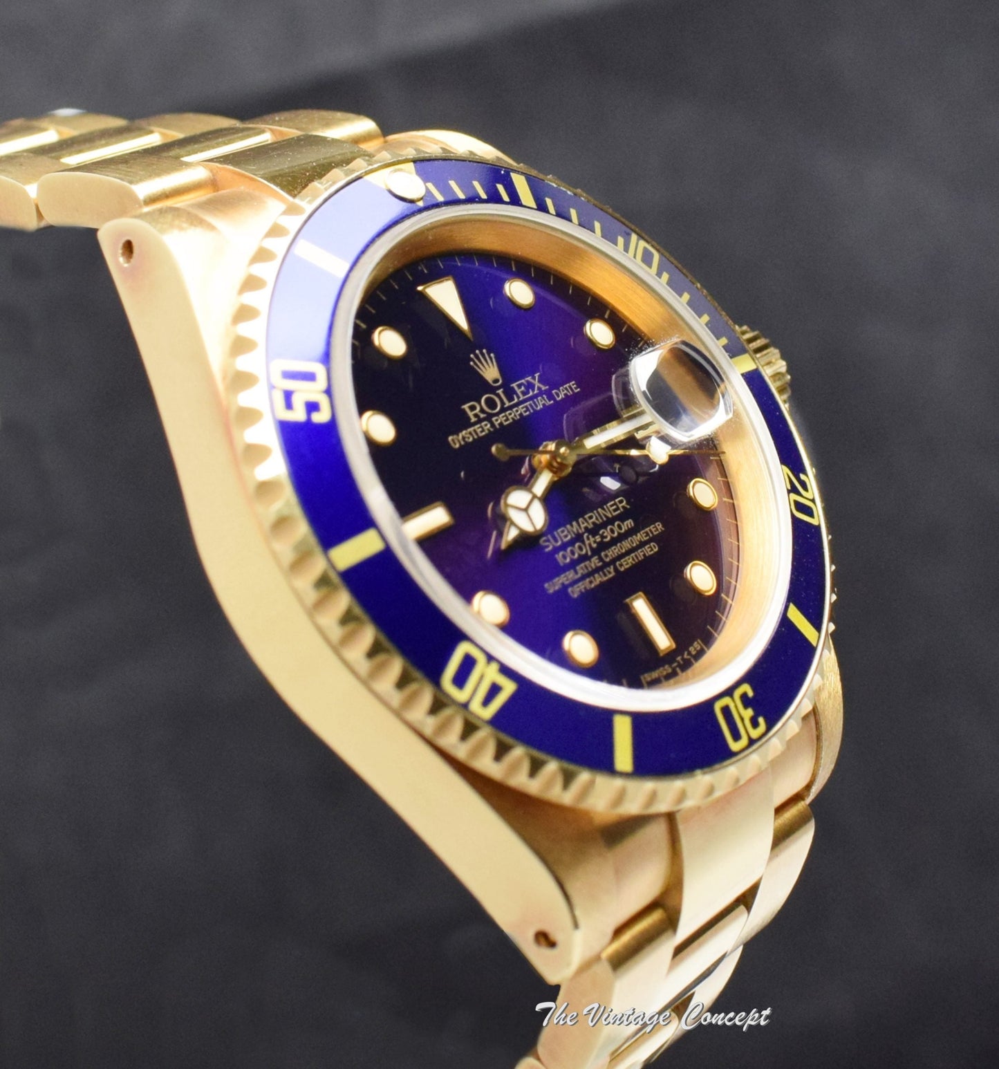 Rolex Submariner 18K YG Unpolished Case Blue Purple Dial 16618 (SOLD)