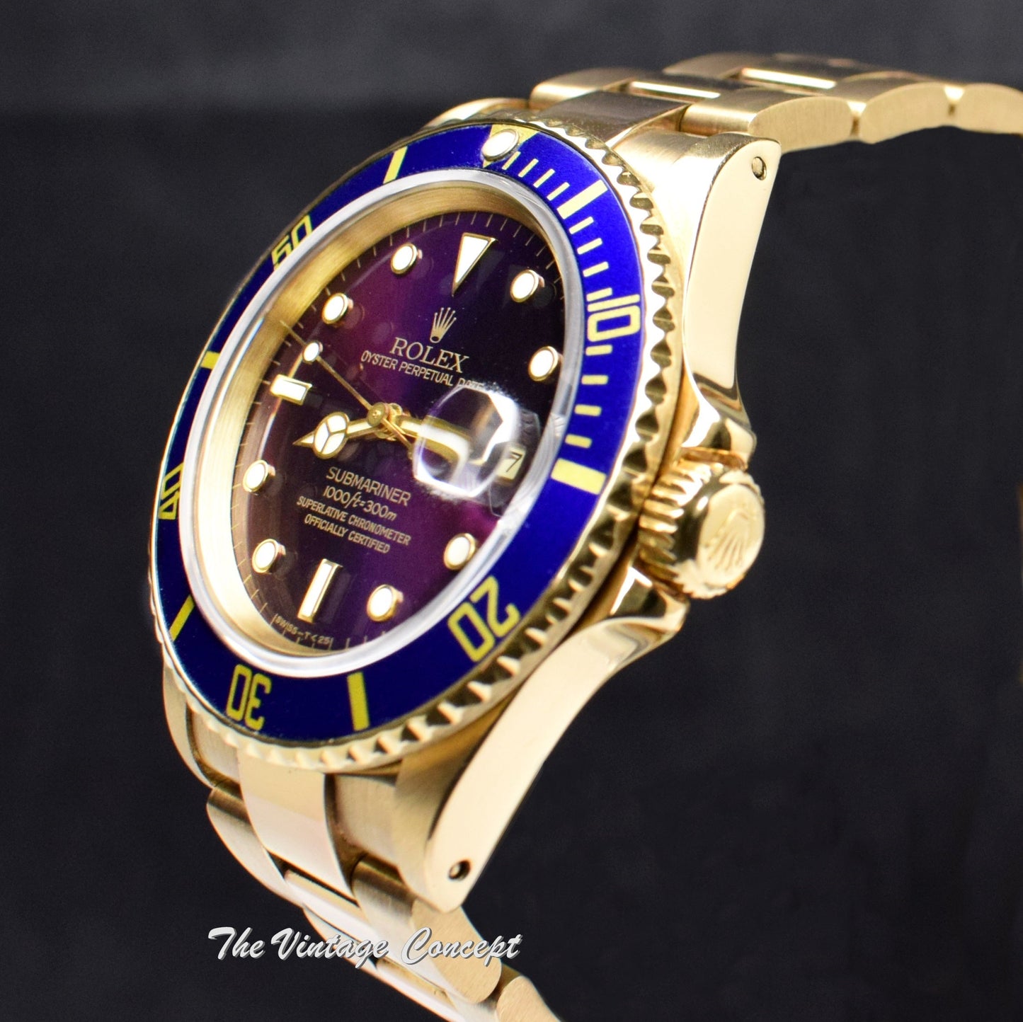 Rolex Submariner 18K Yellow Gold Purple Dial 16808 (SOLD)