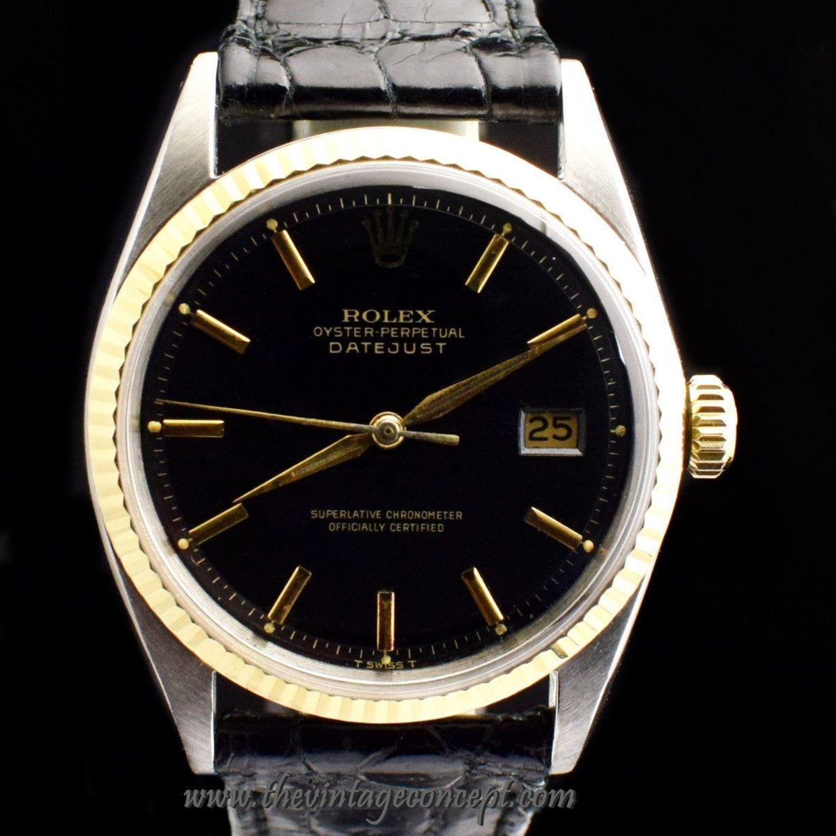 Rolex Datejust Two-Tones Black Gilt Dial 1601  (SOLD)