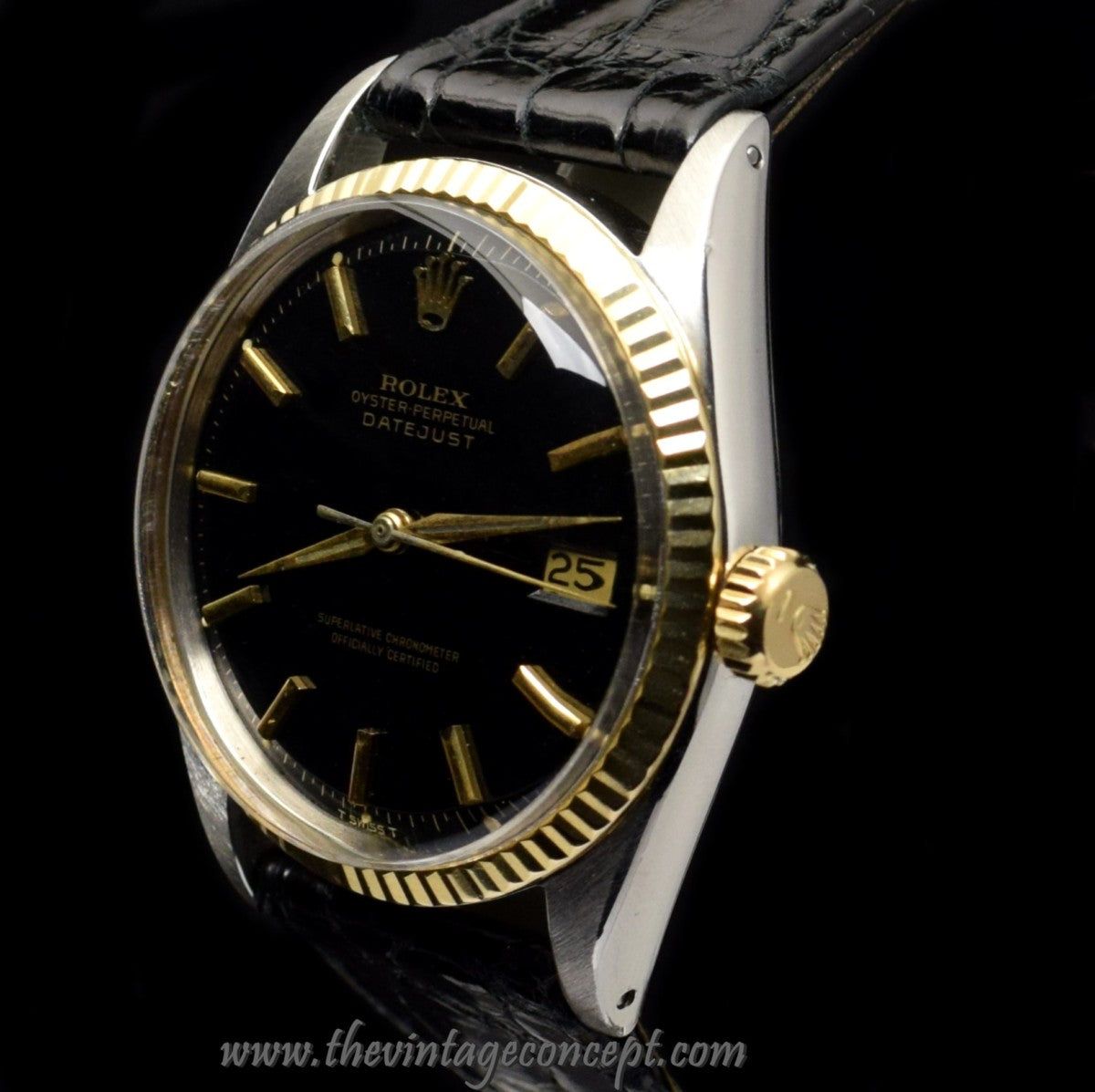 Rolex Datejust Two-Tones Black Gilt Dial 1601  (SOLD)