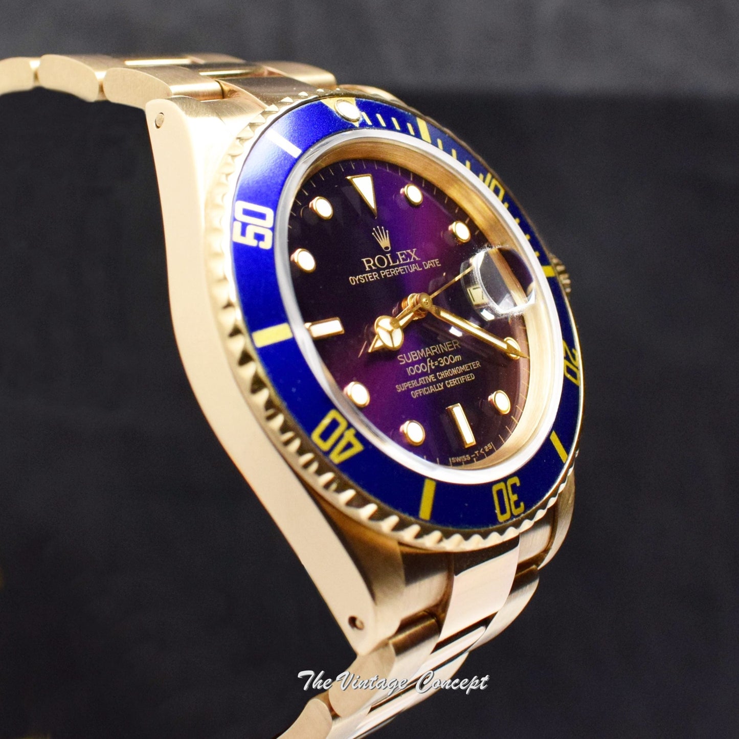 Rolex Submariner 18K Yellow Gold Purple Dial 16808 (SOLD)