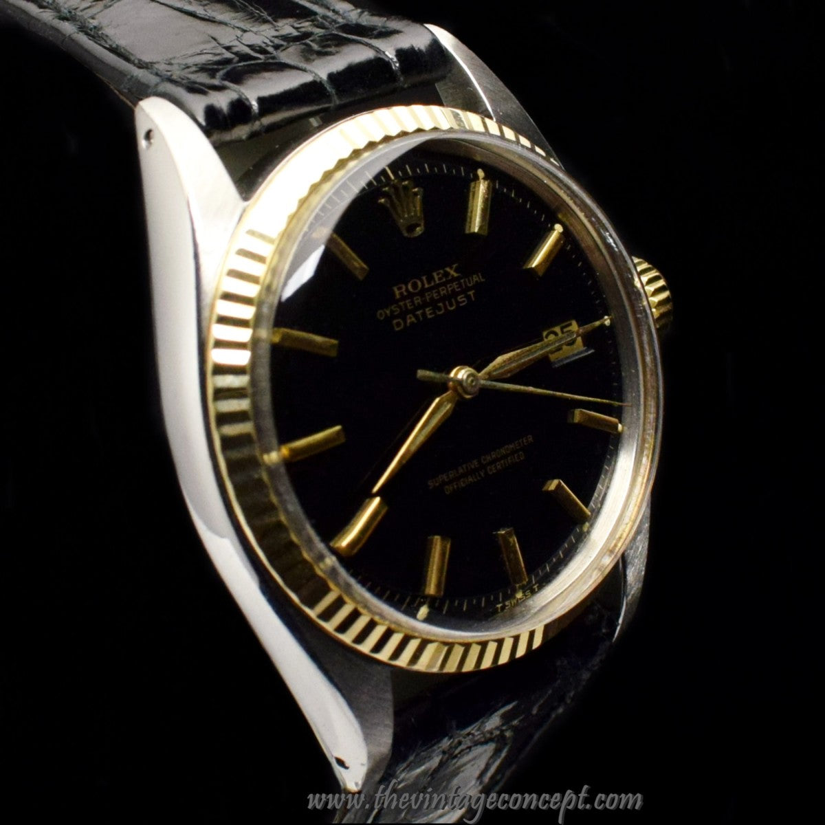 Rolex Datejust Two-Tones Black Gilt Dial 1601  (SOLD)