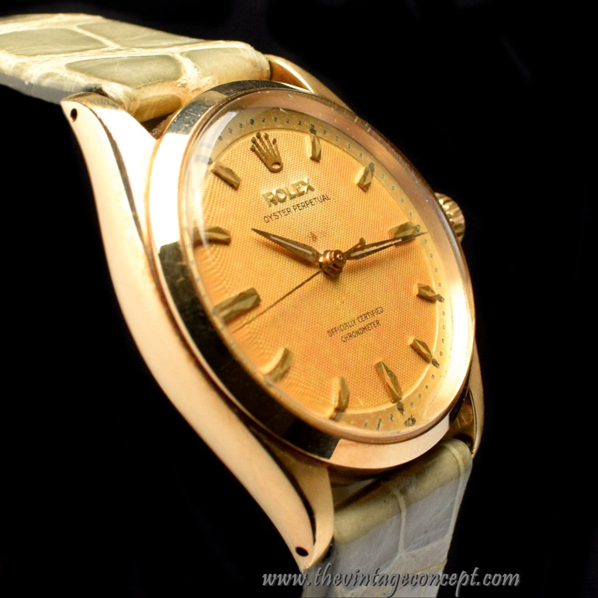 Rolex Oyster Perpetual 14K YG Creamy Waffle Dial 6564 ( SOLD )