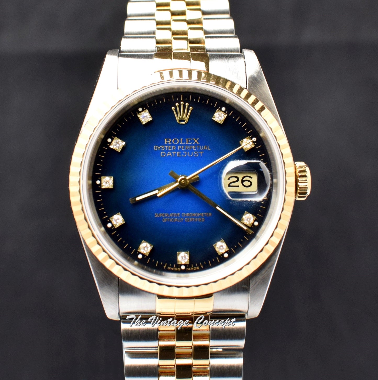 Rolex Datejust Two-Tone Vignette Ombre Blue Dial w/ Diamond Indexes 16233 (SOLD)