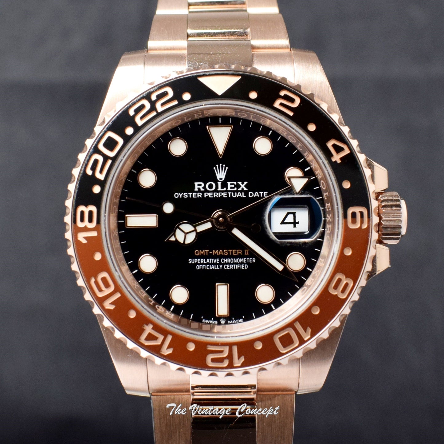 Rolex GMT-Master II 18K Rose Gold Rootbeer 126715CHNR (Full Set) (SOLD)