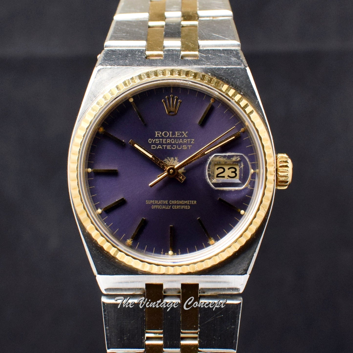 Rolex Datejust Two-Tones Quartz Grey Purple Dial 17013  (SOLD)