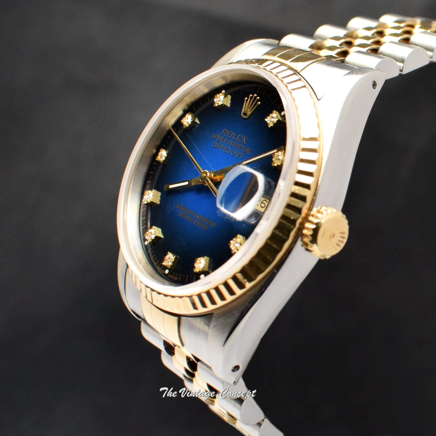 Rolex Datejust Two-Tone Vignette Ombre Blue Dial w/ Diamond Indexes 16233 (SOLD)