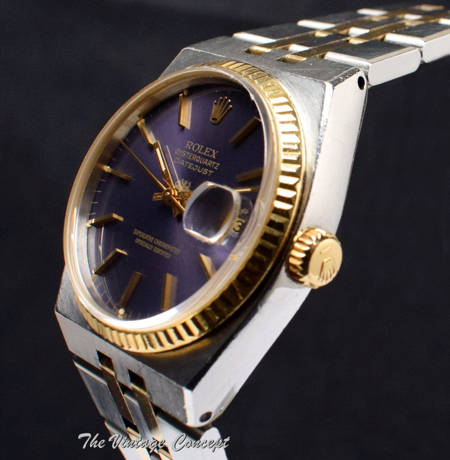 Rolex Datejust Two-Tones Quartz Grey Purple Dial 17013  (SOLD)