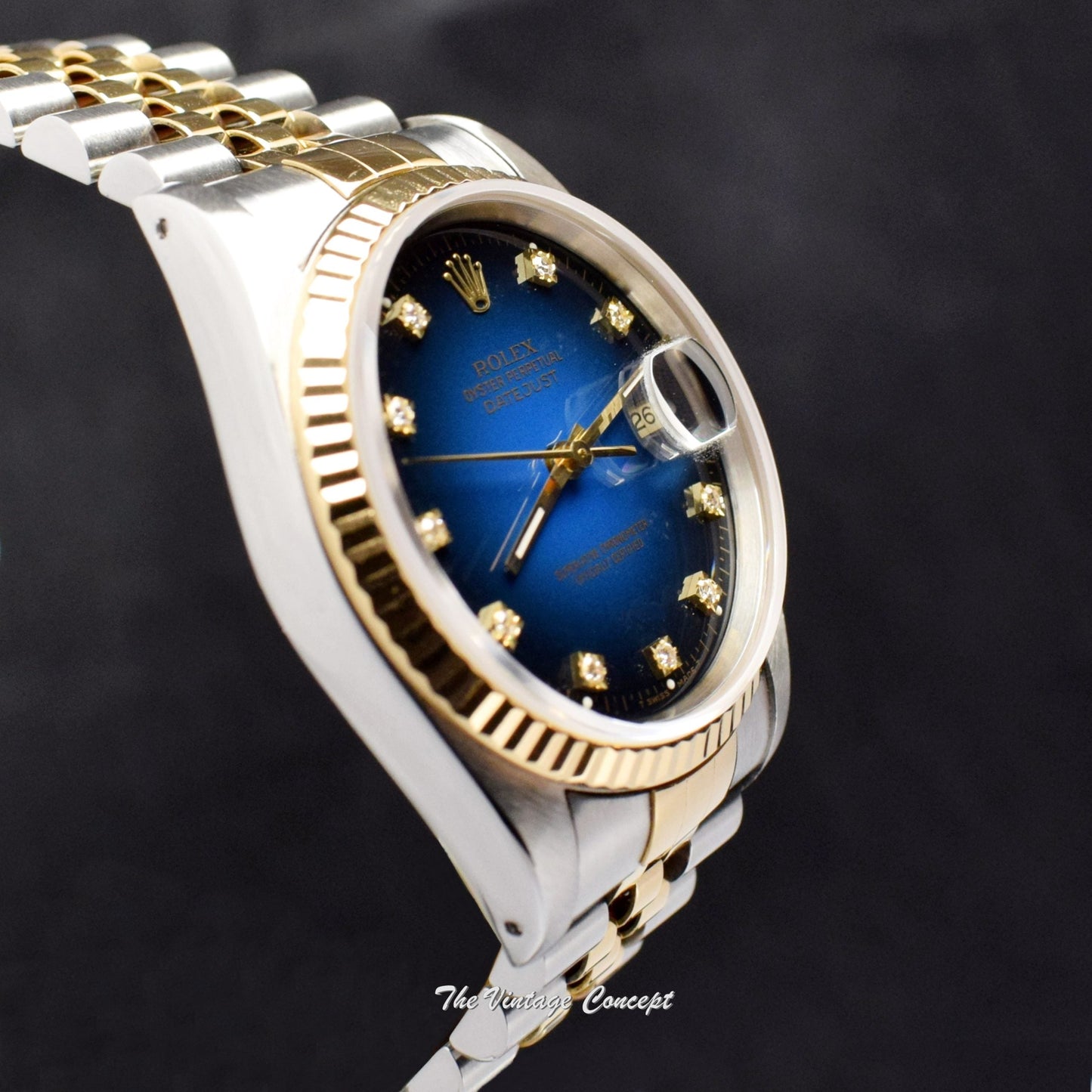 Rolex Datejust Two-Tone Vignette Ombre Blue Dial w/ Diamond Indexes 16233 (SOLD)