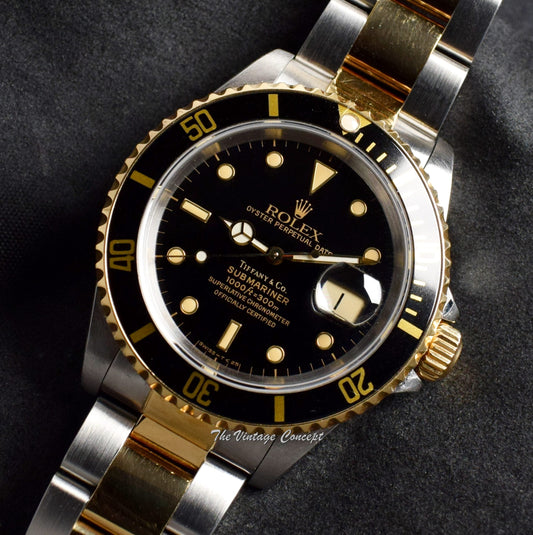 Rolex Submariner Two-Tones "Tiffany & Co" Black Dial 16613 w/ Box & Original Paper (SOLD)