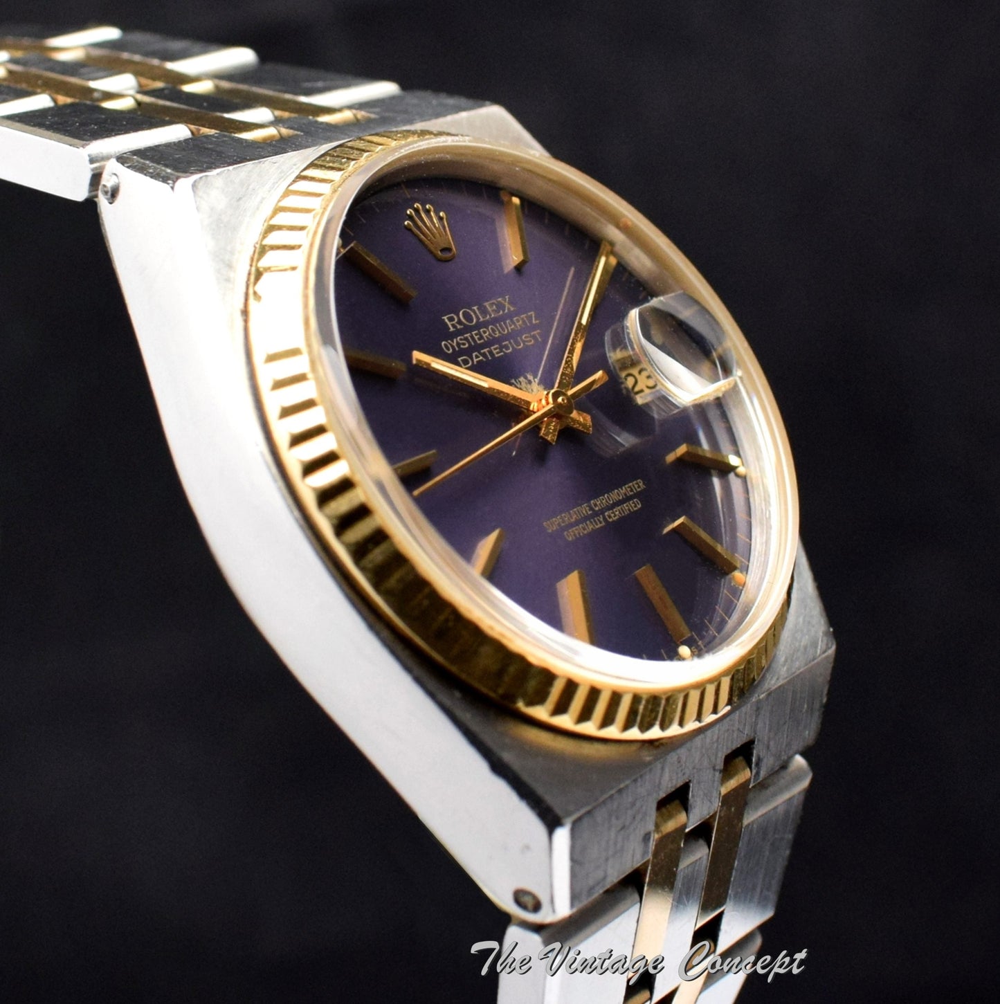 Rolex Datejust Two-Tones Quartz Grey Purple Dial 17013  (SOLD)