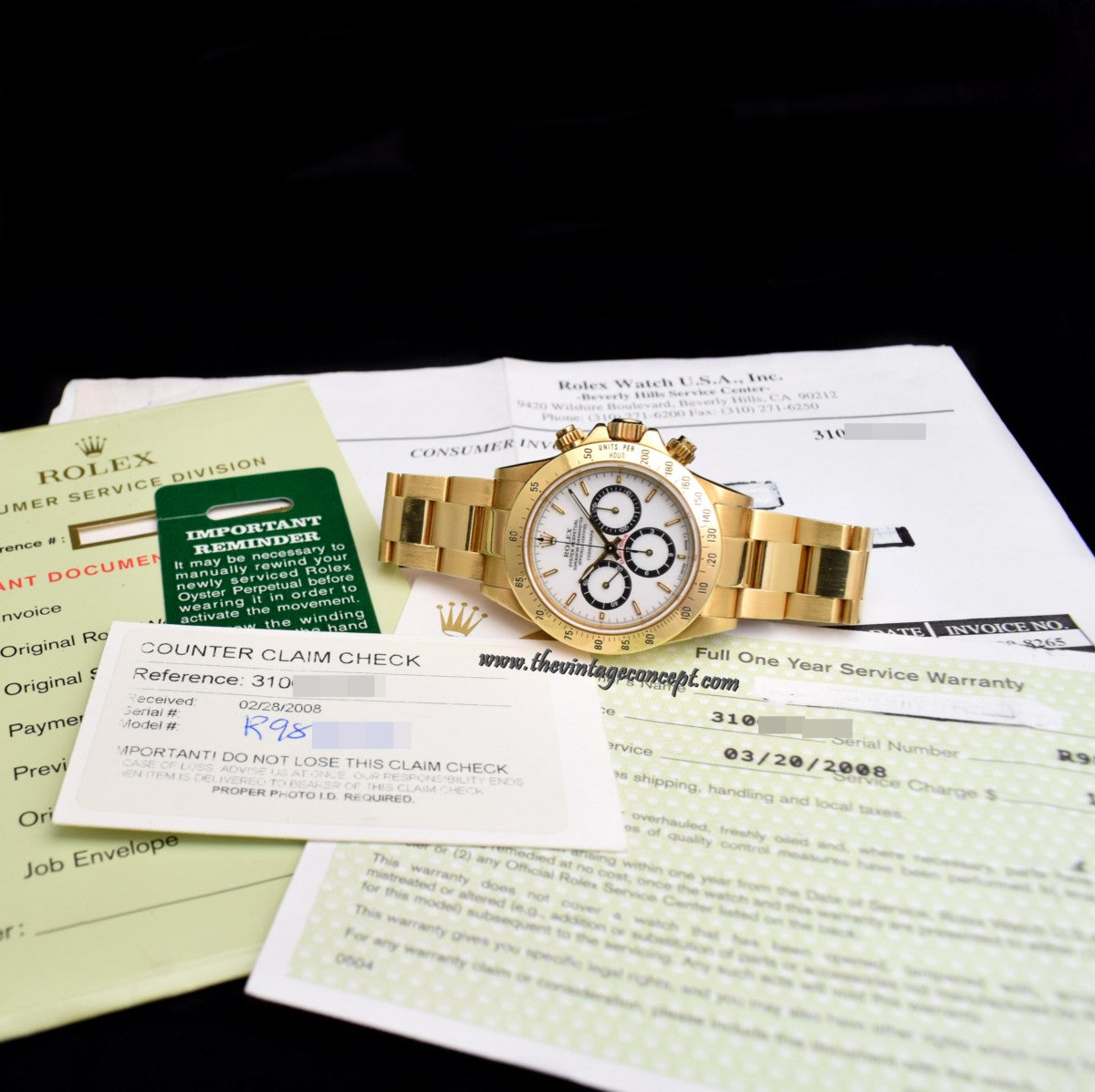 Rolex Daytona 18K YG Porcelain Dial 16528 w/ Service Paper (SOLD)