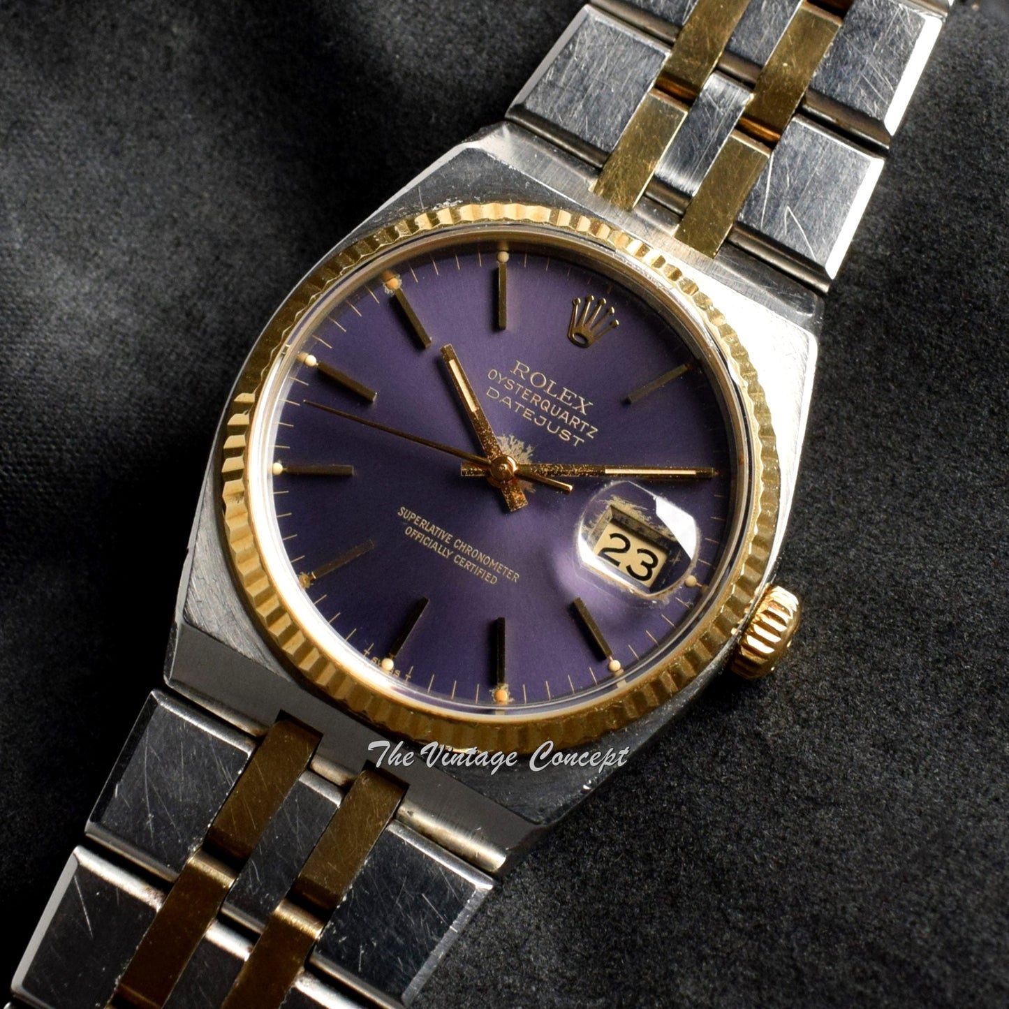 Rolex Datejust Two-Tones Quartz Grey Purple Dial 17013  (SOLD)