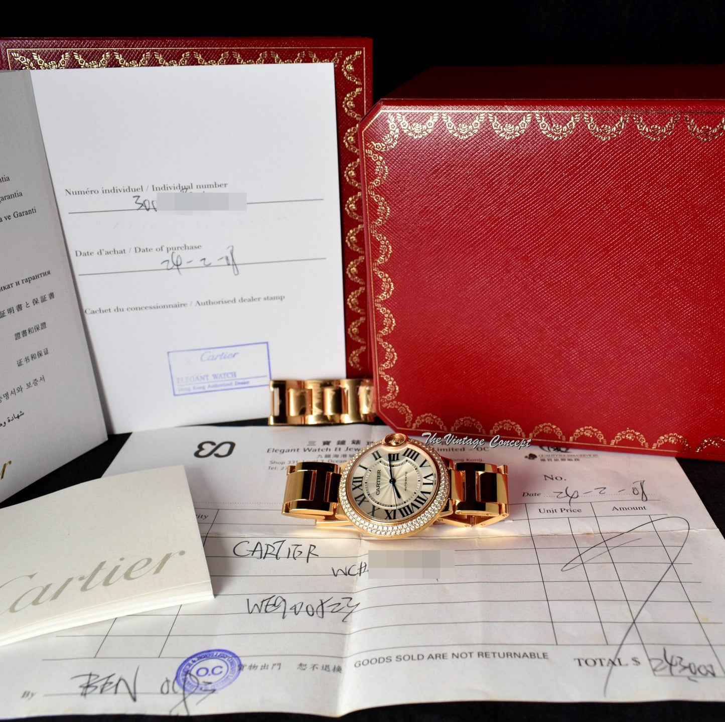 Pre-owned Cartier 18K Rose Gold Ballon Bleu WE9005Z3 Diamond Bezel Watch (Full Set)   (SOLD)