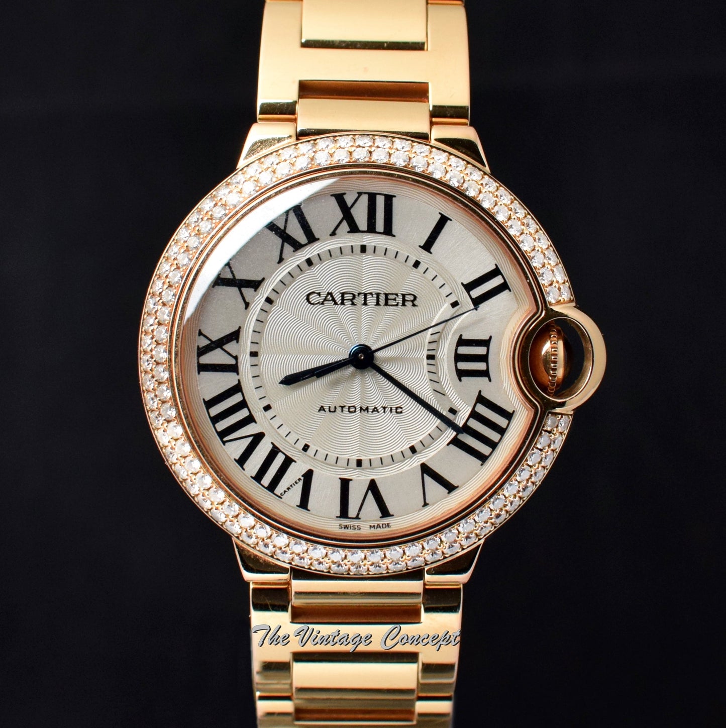 Pre-owned Cartier 18K Rose Gold Ballon Bleu WE9005Z3 Diamond Bezel Watch (Full Set)   (SOLD)