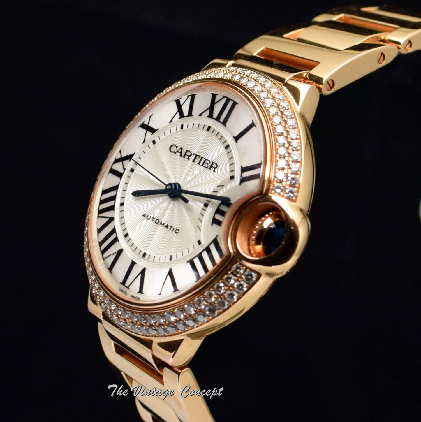 Pre-owned Cartier 18K Rose Gold Ballon Bleu WE9005Z3 Diamond Bezel Watch (Full Set)   (SOLD)